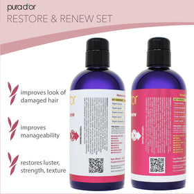 PURA D'OR Restore & Renew oils mix featuring Abyssinian, Cacay and Sea Buckthorn for nourishing results