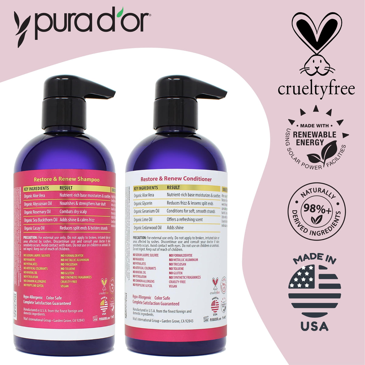 PURA D'OR Restore & Renew shampoo foam closeup with rich lather