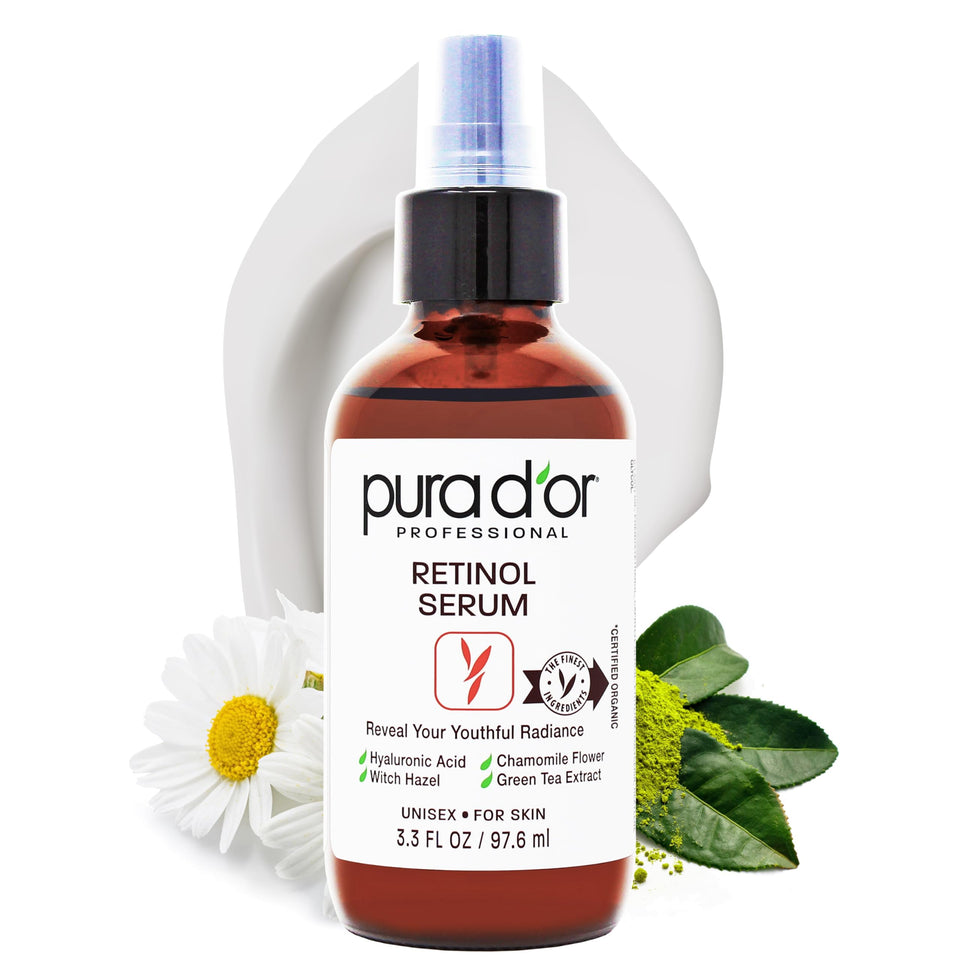 PURA D'OR Retinol Serum nighttime bottle application for smoother texture