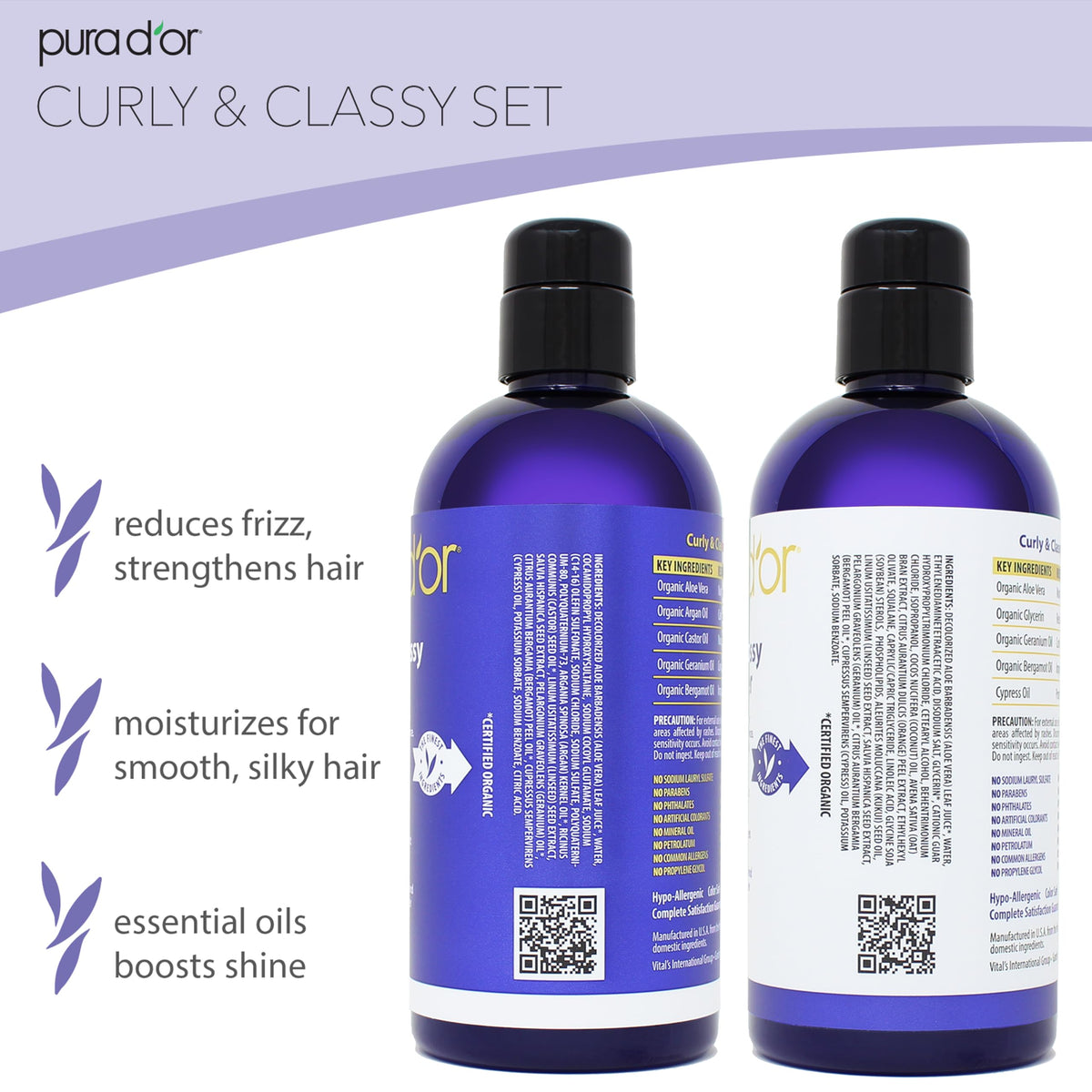 PURA D'OR Curly & Classy Conditioner defines curls with bounce