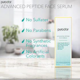 PURA D'OR Advanced Peptide Serum rice extract soothing skin balance.