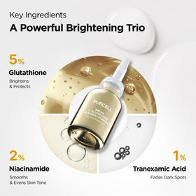 Purcell Glutathione 5% serum brightening effect on skin after use.