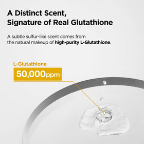 Purcell Glutathione 5% serum texture swatch demonstrates lightweight, fast absorption.