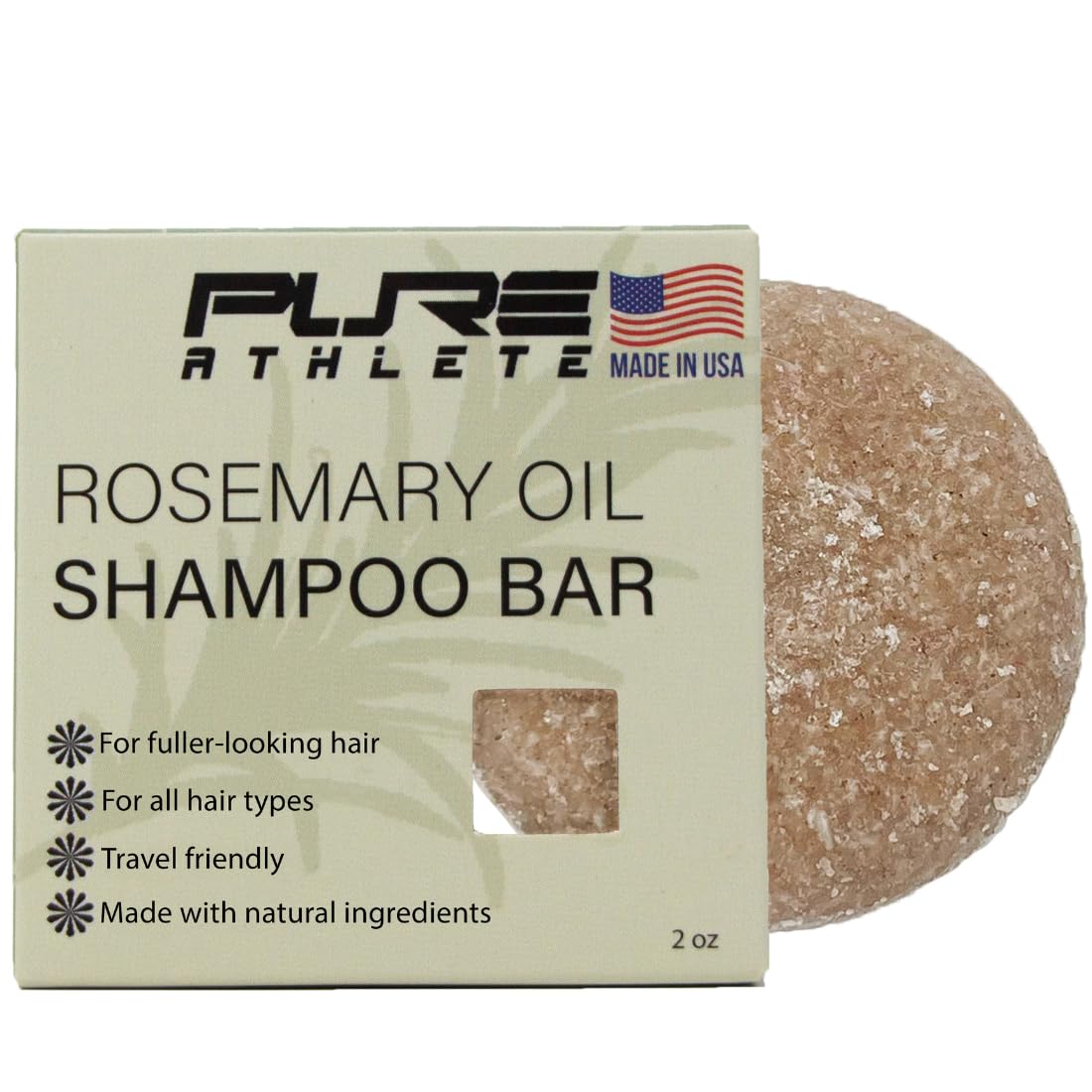 Pure Athlete rosemary shampoo bar for hair growth and scalp nourishment.