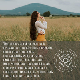 Coconut oil and shea butter blend in Pure Body Naturals mask for smoother hair