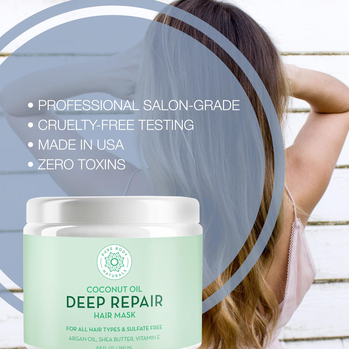 Texture of Pure Body Naturals hair mask being applied to hair