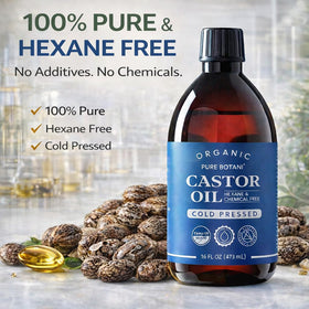 Pure Botani Castor Oil skin care usage emphasizes deep moisturizing for dry areas