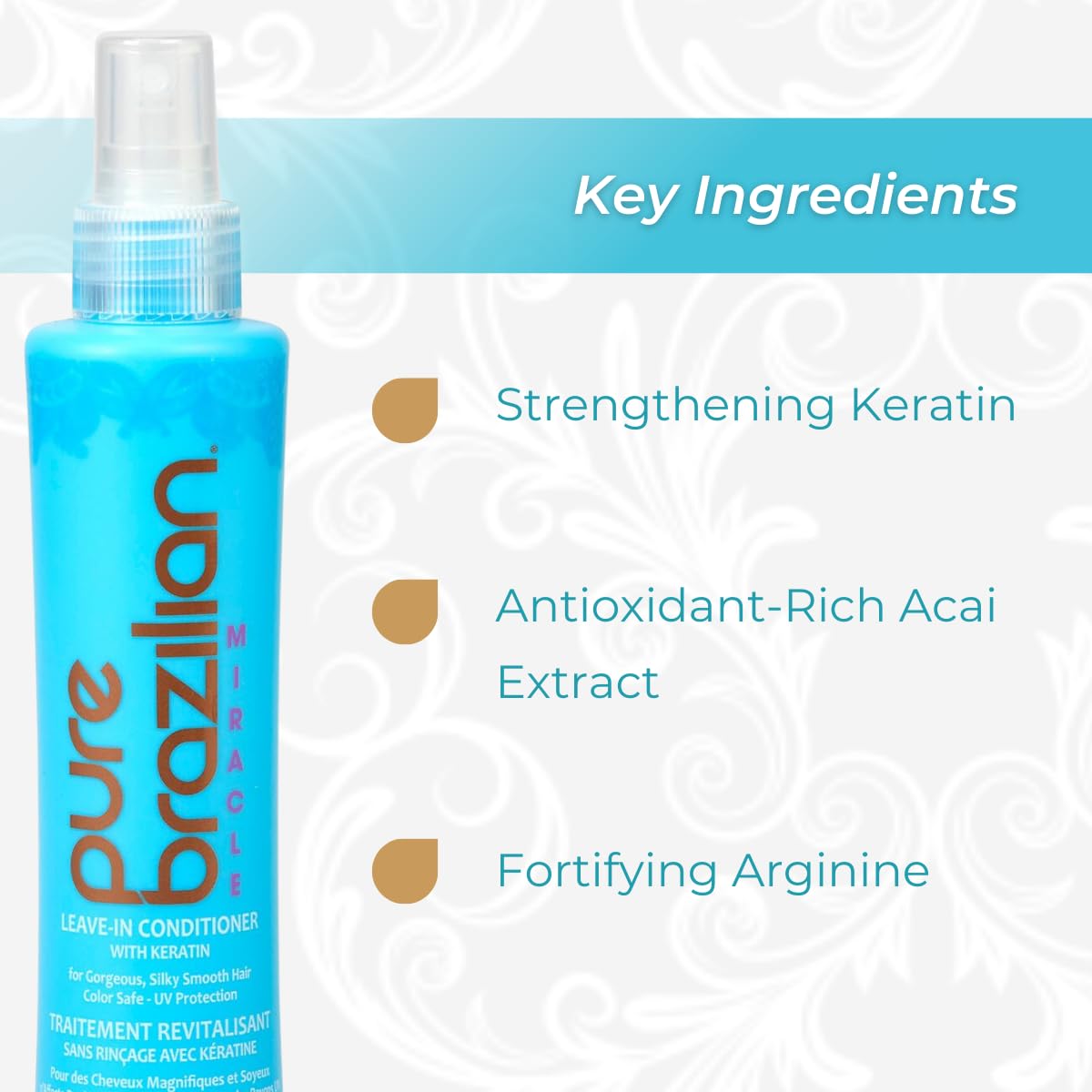 Pure Brazilian keratin-enriched formula close-up for stronger hair