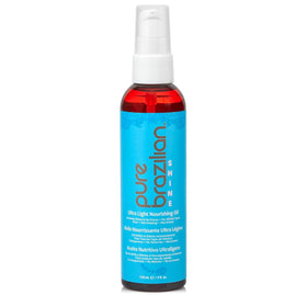 Pure Brazilian Shine bottle pour showcases lightweight hydration and natural shine.