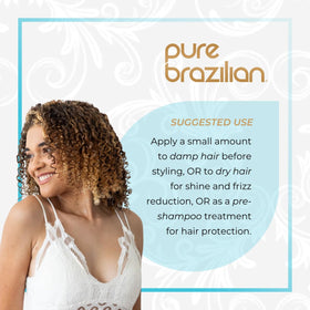 Pure Brazilian Shine camellia-abyssinian ingredients highlight exotic oil blend.