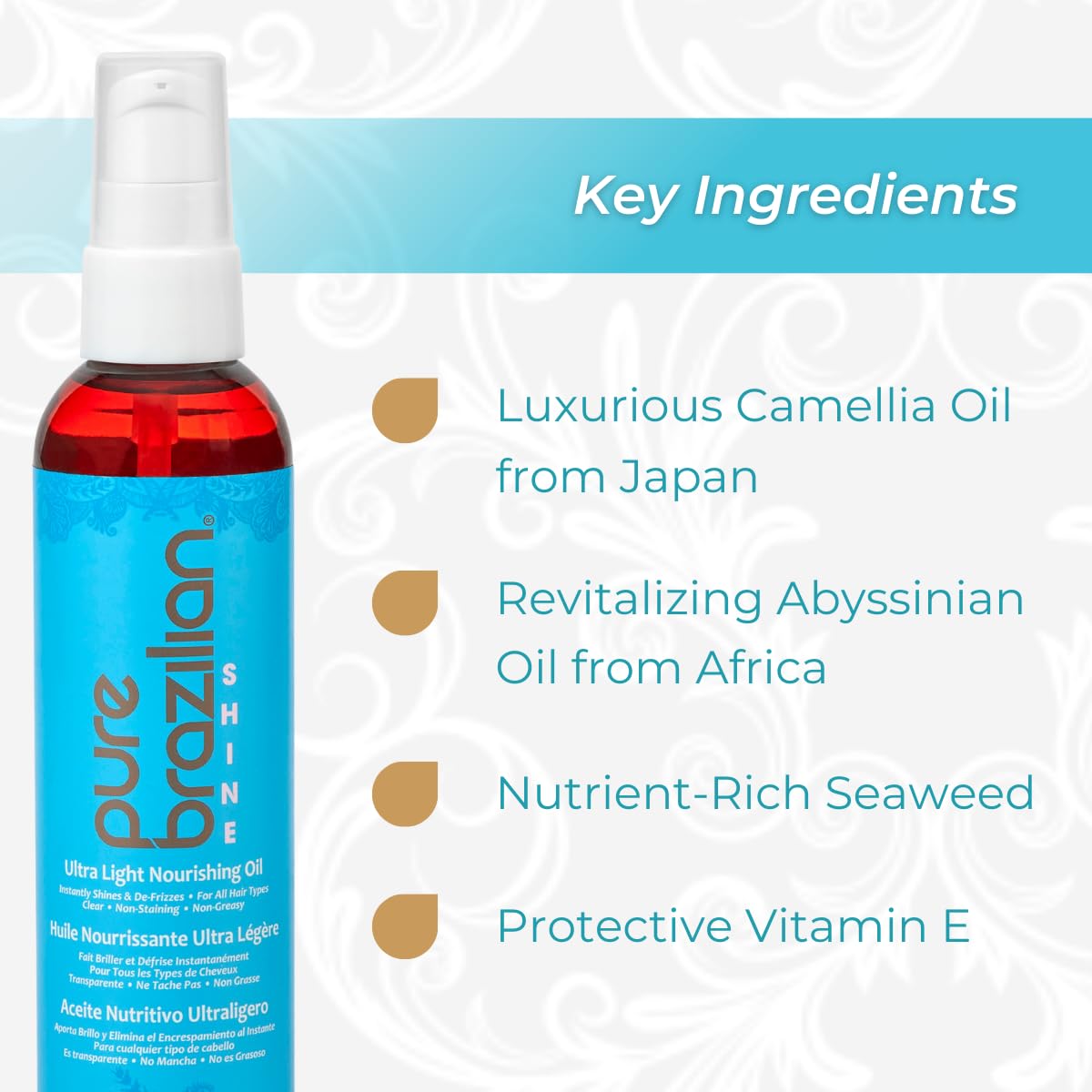 Pure Brazilian Shine color-protection preserves vibrancy and shine.