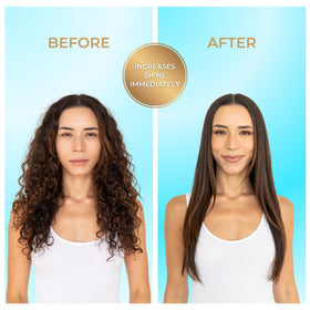 Pure Brazilian Shine frizz-control shot shows tame flyaways for a sleek look.