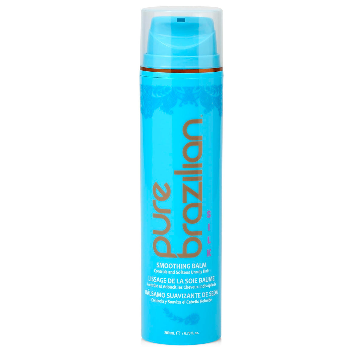 Pure Brazilian Silk Smoothing Balm bottle front for frizz-control potential