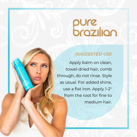 Pure Brazilian Silk Smoothing Balm on hair adds smooth, manageable shine