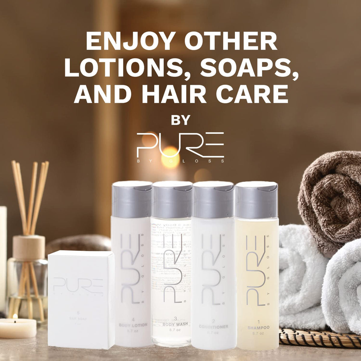 3-pack Pure By Gloss body lotion for convenient family use.