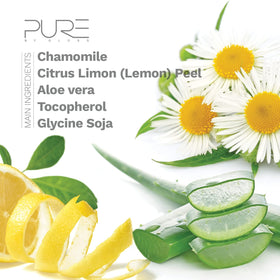 Chamomile and aloe in Pure By Gloss lotion soothe and nourish skin.