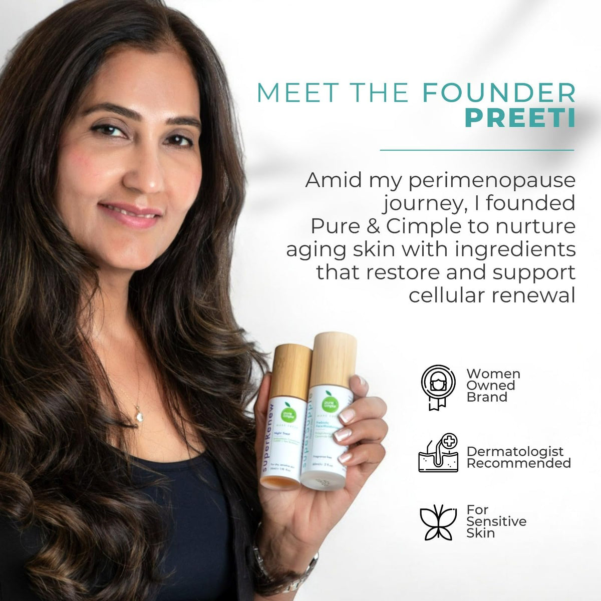 Pure & Cimple superRenew lightweight texture on skin suggests fast absorption.