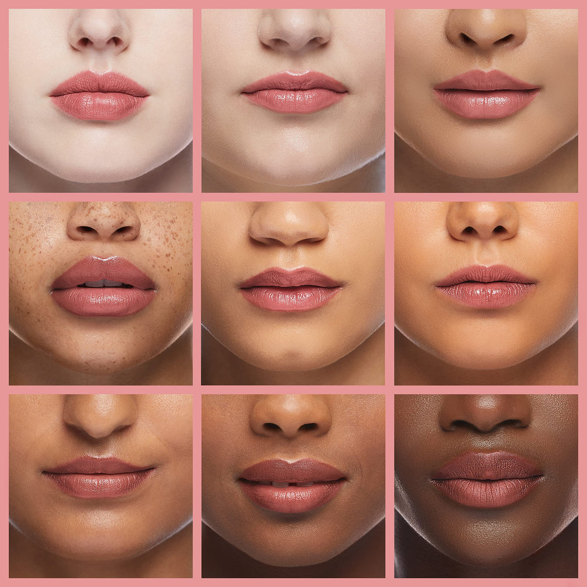 Close-up of glossy finish on lips from Pure Cosmetics.
