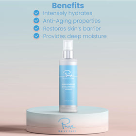 Pure Daily Care High Energy Hyaluronic Serum provides long-lasting hydration on skin
