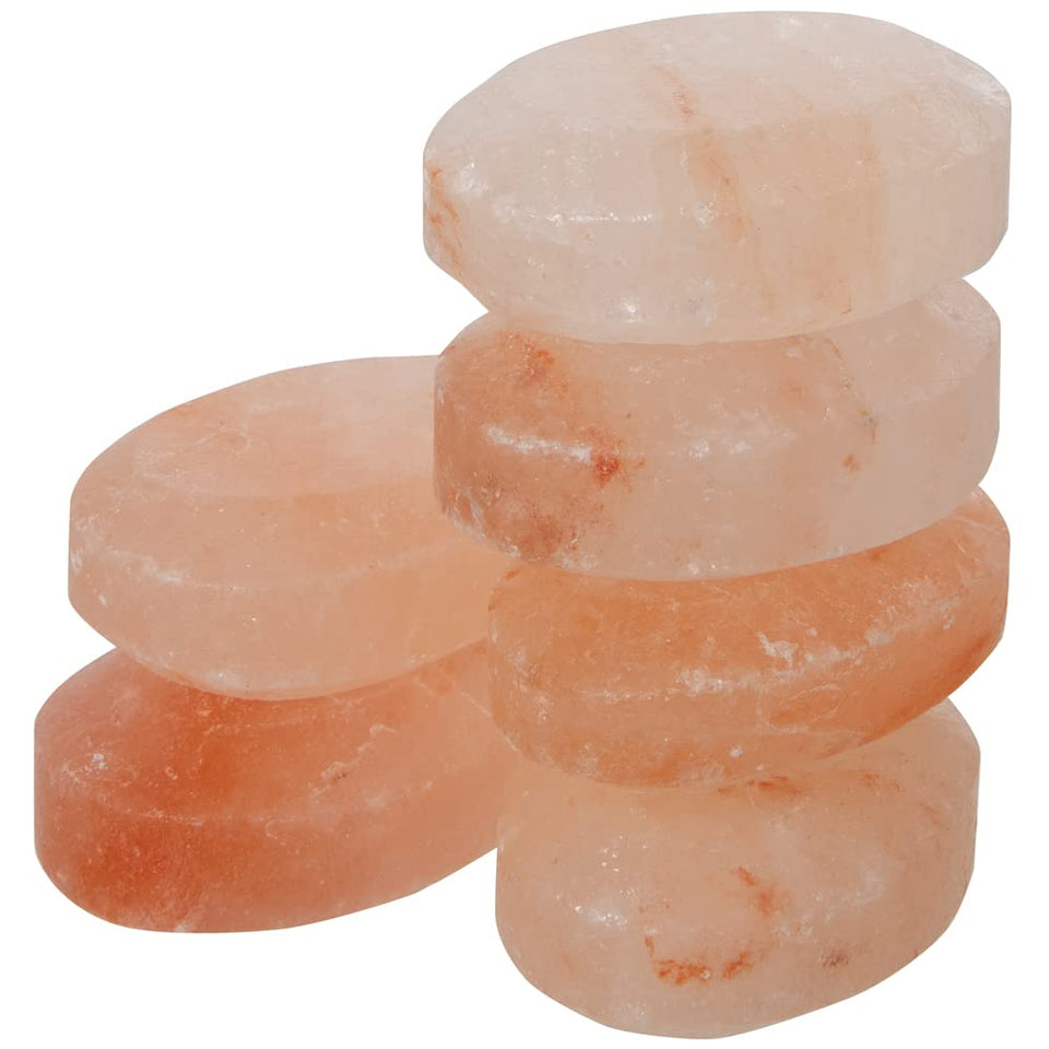 Pure Himalayan Salt Works flat oval warm stone for soothing massage and muscle relaxation.