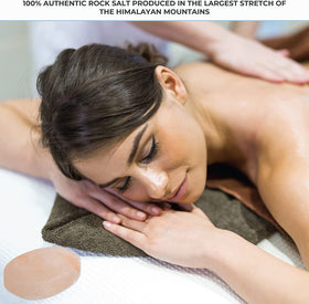 Pure Himalayan Salt Works flat oval stone highlighting authentic Himalayan pink salt.