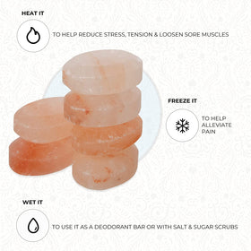 Pure Himalayan Salt Works stone paired with Salt and Sugar Scrubs for exfoliation.