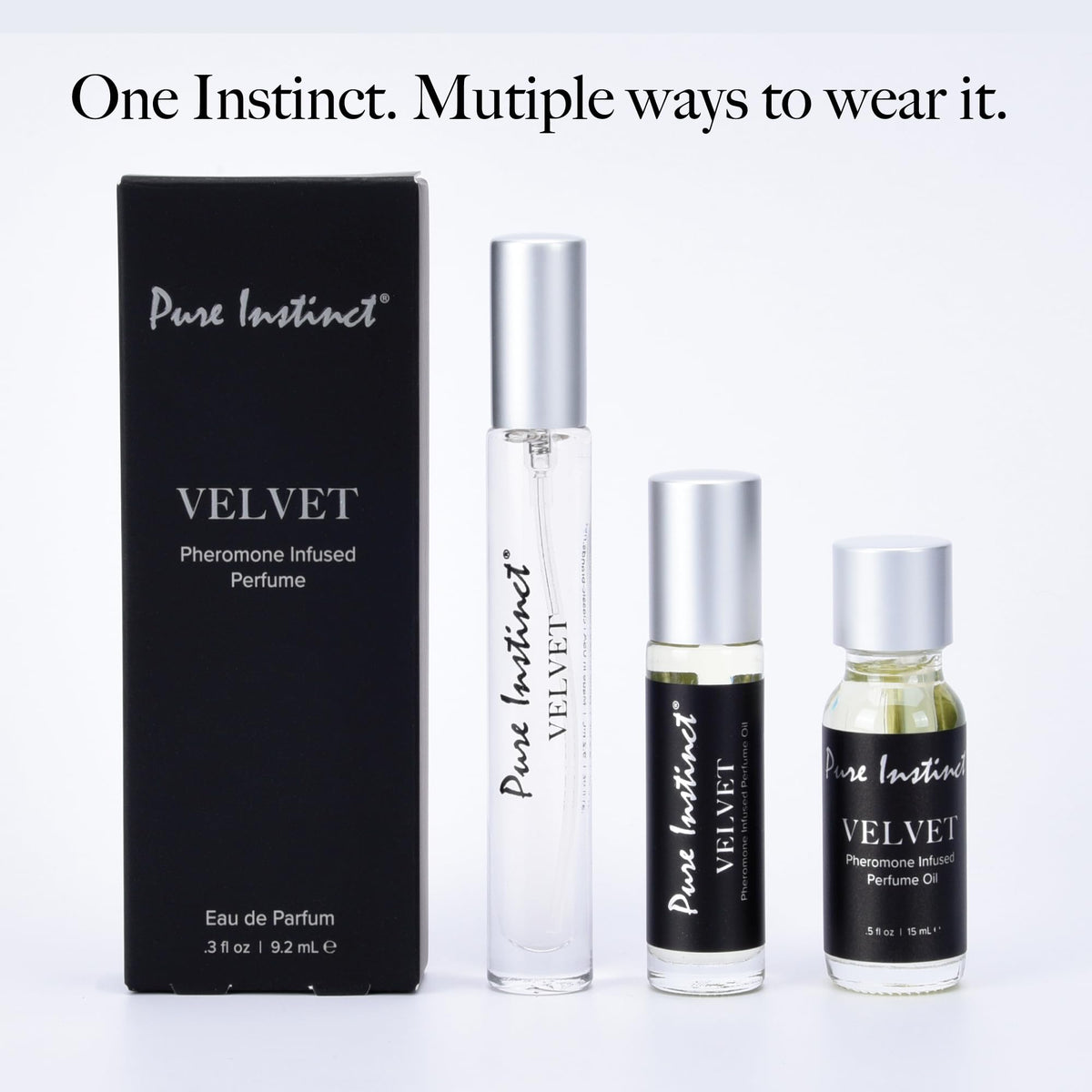 Pure Instinct Velvet skin-warmed wear emphasizes a close-to-skin aroma.