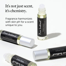 Pure Instinct Velvet travel-size rollerball keeps fragrance ready on the go.
