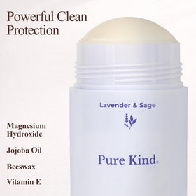 Pure Kind grass-fed tallow ingredient close-up emphasizes skin-nourishing vitamins.