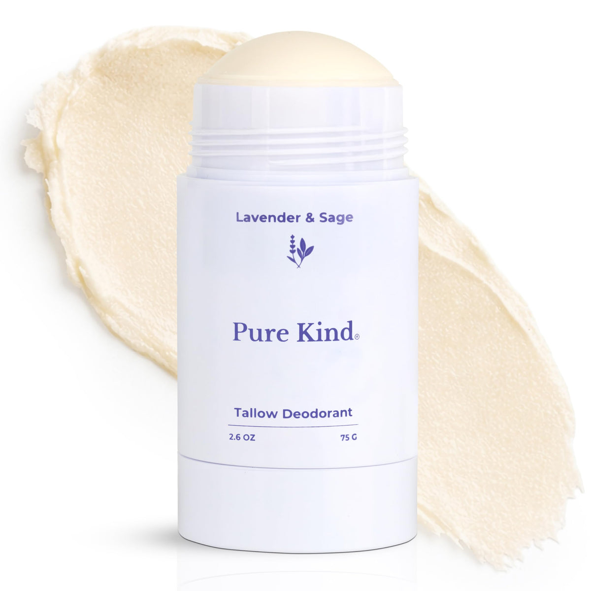 Pure Kind Lavender Sage deodorant stick shown for everyday fresh scent and gentle protection.