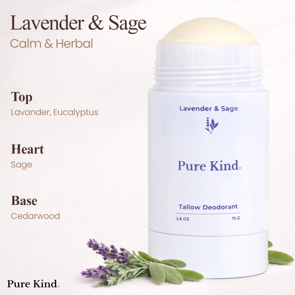 Pure Kind Lavender Sage scent release with calming herbal notes.