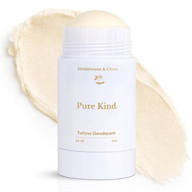 Pure Kind natural tallow deodorant balm application delivers smooth glide and fresh underarms