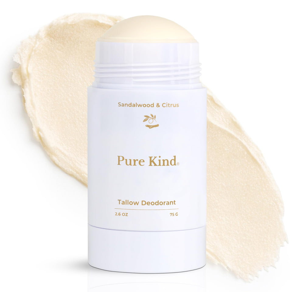 Pure Kind natural tallow deodorant balm application delivers smooth glide and fresh underarms