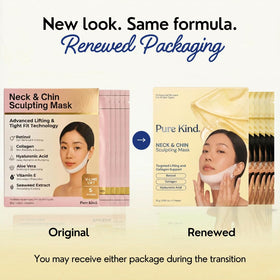 Pure Kind neck jawline closeup highlights snug compression for targeted lifting.