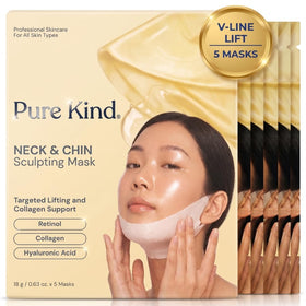 Pure Kind V-Line Mask application demonstrates a snug fit for defined chin and jawline.