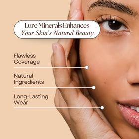 Pure Minerals Lure Bronze Warmth swatches on cheek for natural, long-lasting glow