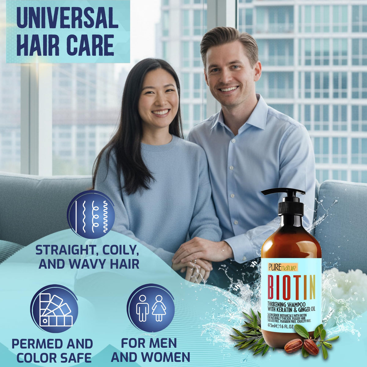 Pure Nature Lux Spa color safe permed hair biotin shampoo