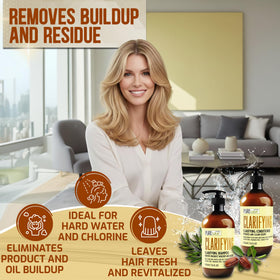 Pure Nature Lux Spa clarifying conditioner bottle demonstrating lightweight hydration.