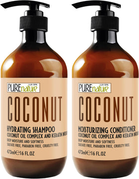 Pure Nature Lux Spa Coconut Shampoo bottle for deep hydration and shine.