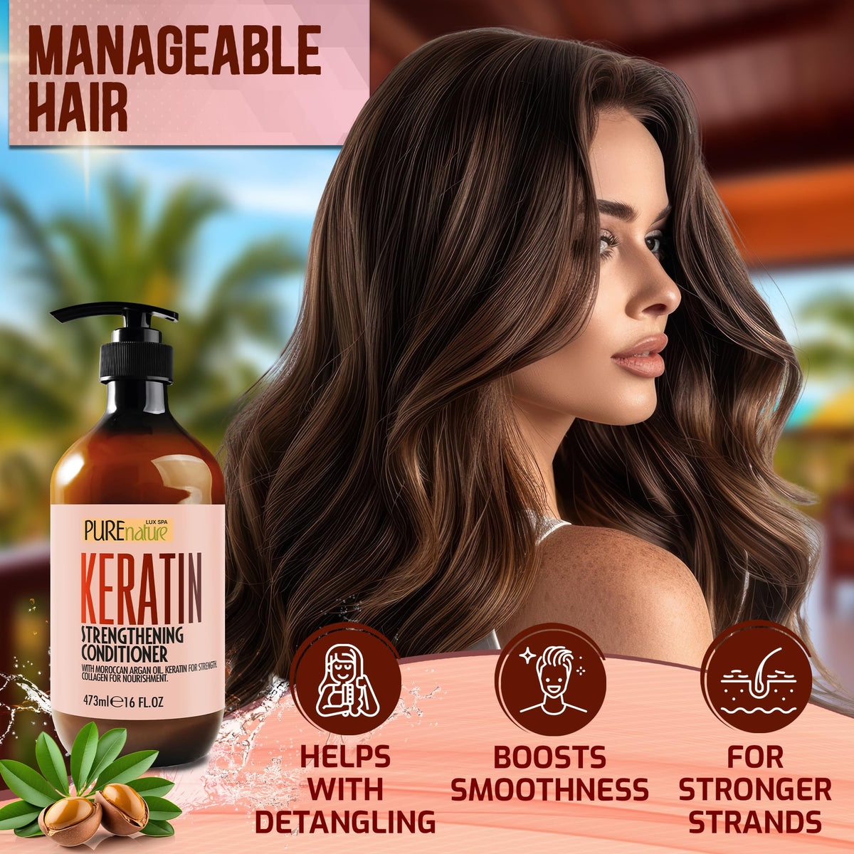 Pure Nature Lux Spa color-safe formula helps preserve treated hair color