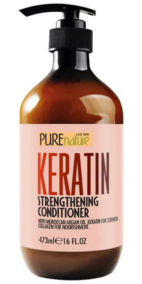 Pure Nature Lux Spa keratin conditioner bottle front improves hydration for dry hair