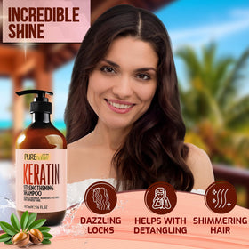 After washing, Pure Nature Lux Spa Keratin Shampoo leaves smoother, frizz-free hair