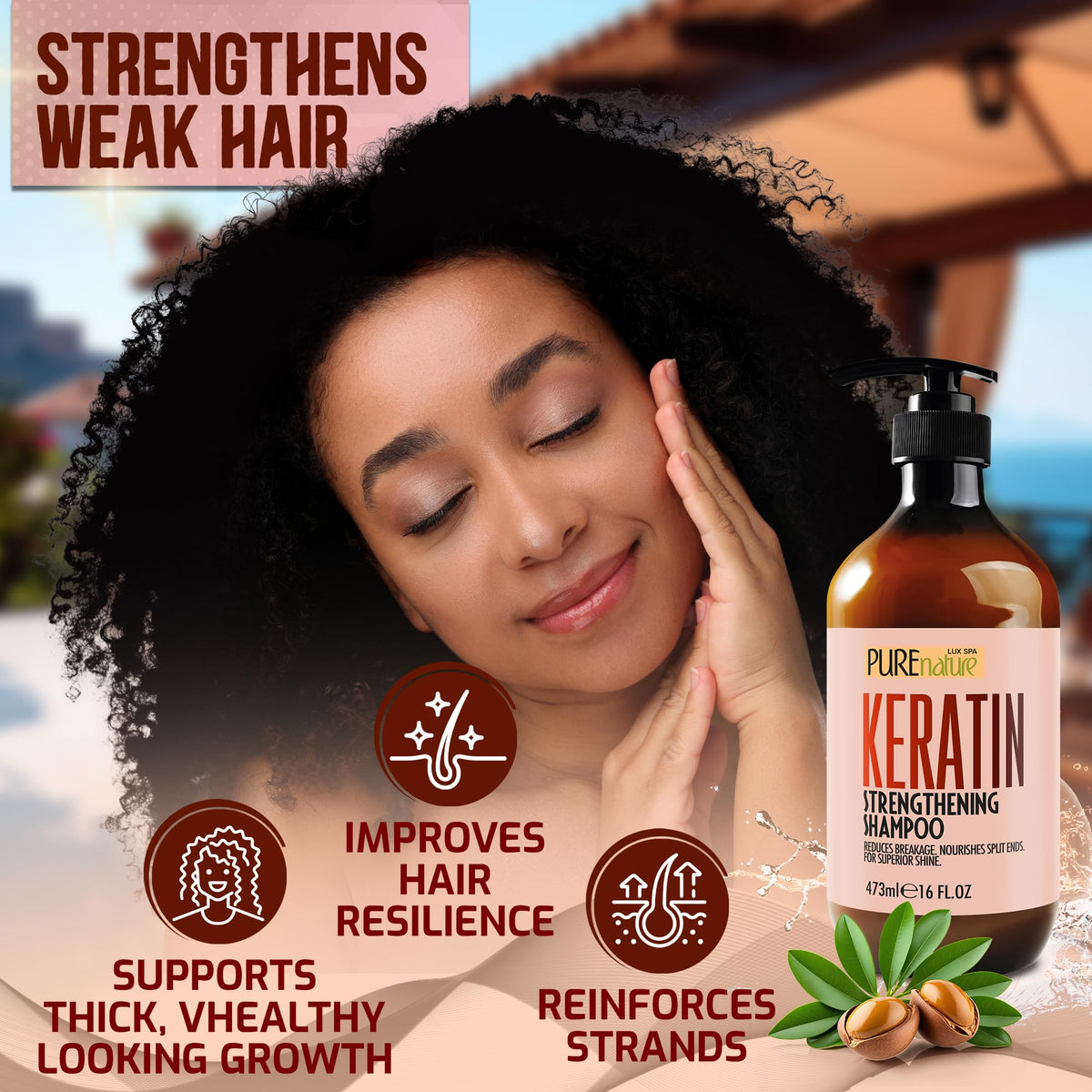Pure Nature Lux Spa Keratin Shampoo with a refreshing spa-like scent