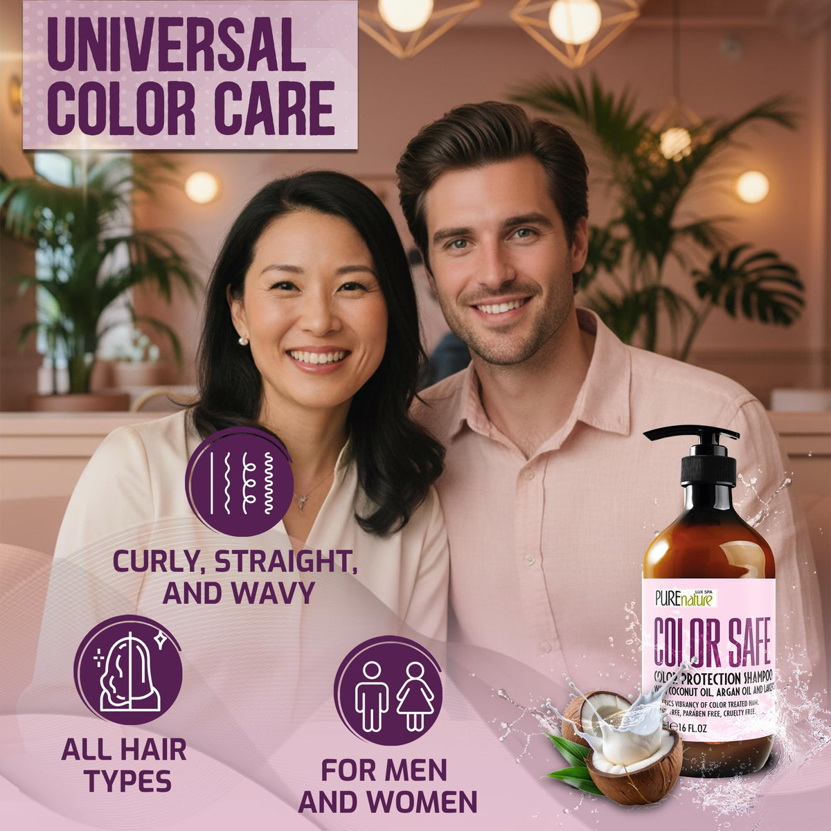 PURE NATURE LUX SPA professional-grade shampoo delivers salon-like moisture at home