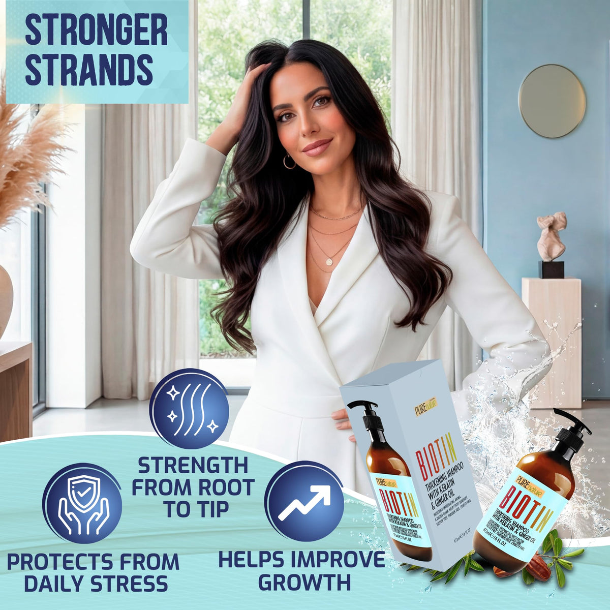 Pure Nature Lux Spa salon grade shampoo with pump for easy daily use