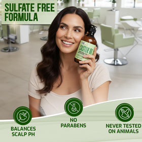 Pure Nature Lux Spa shampoo and conditioner set on bathroom shelf for daily cleansing