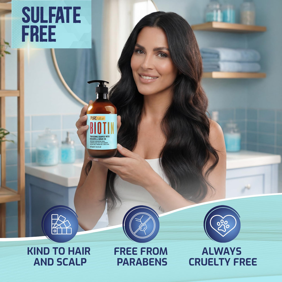 Pure Nature Lux Spa sulfate-free shampoo cleanses gently while protecting color and scalp health
