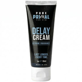 Pure Primal Delay Cream 1oz bottle for discreet use and readiness.