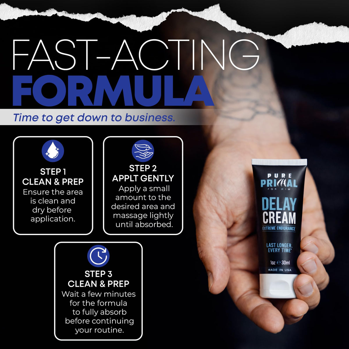 Cream on skin with minimal transfer for partner-friendly use.