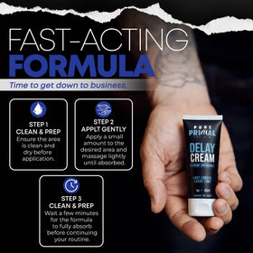 Cream on skin with minimal transfer for partner-friendly use.